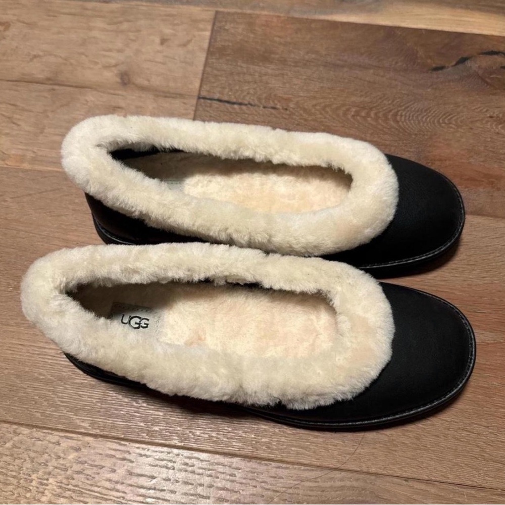 UGG Women's Zora Leather Shearling Ballet Slippers
